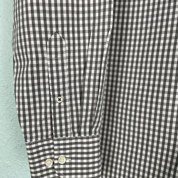 Izod Men’s Button-Down Shirt Size S/P Long Sleeve Brown Check on White - Picture 6 of 11